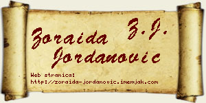Zoraida Jordanović vizit kartica
